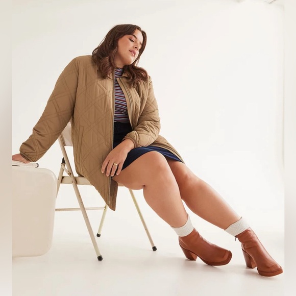 3xl Pennington’s quilted high low jacket in brown - Picture 3 of 3